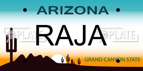 RAJA Arizona License Plate