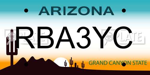 RBA3YC Arizona License Plate