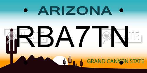 RBA7TN Arizona License Plate