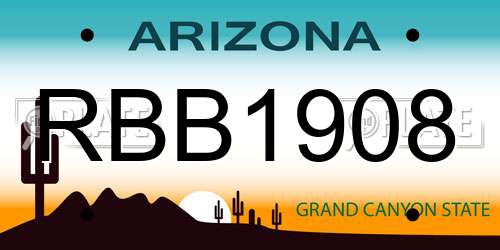 RBB1908 Arizona License Plate