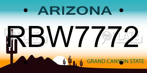 RBW7772 Arizona License Plate