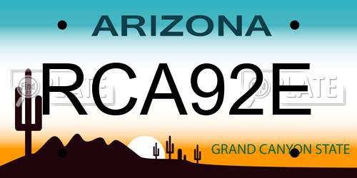 RCA92E Arizona License Plate