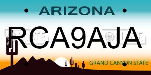 RCA9AJA Arizona License Plate