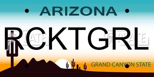 RCKTGRL Arizona License Plate
