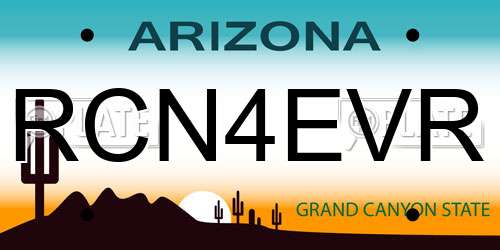 RCN4EVR Arizona License Plate