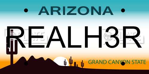 REALH3R Arizona License Plate