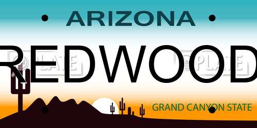 REDWOOD Arizona License Plate