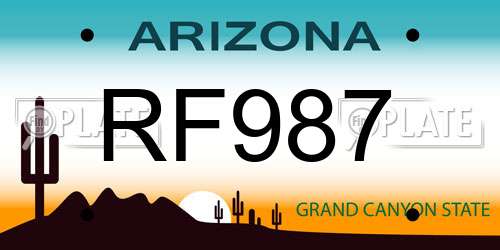 RF987 Arizona License Plate