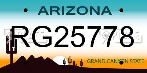 RG25778 Arizona License Plate