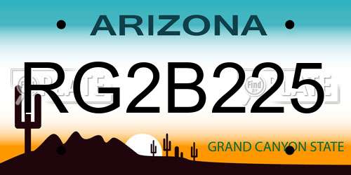 RG2B225 Arizona License Plate