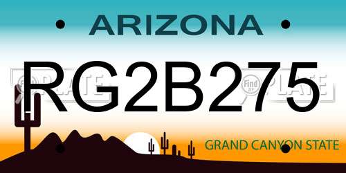 RG2B275 Arizona License Plate