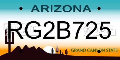 RG2B725 Arizona License Plate