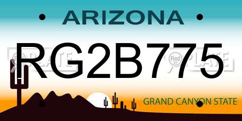 RG2B775 Arizona License Plate