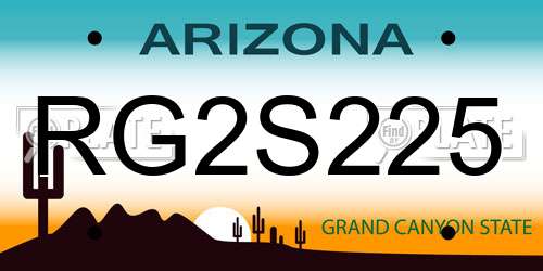 RG2S225 Arizona License Plate