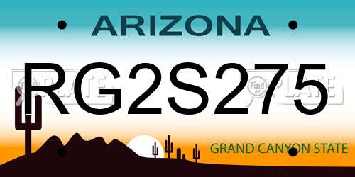 RG2S275 Arizona License Plate