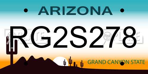 RG2S278 Arizona License Plate