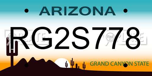 RG2S778 Arizona License Plate