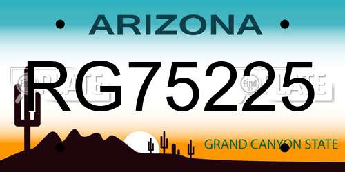 RG75225 Arizona License Plate