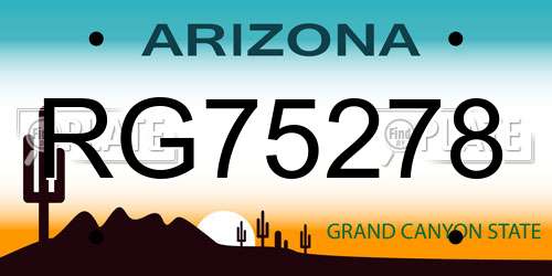 RG75278 Arizona License Plate