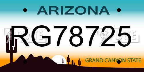 RG78725 Arizona License Plate