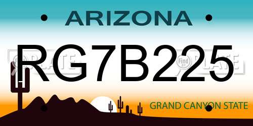 RG7B225 Arizona License Plate