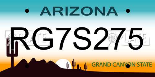 RG7S275 Arizona License Plate