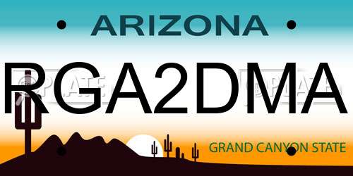 RGA2DMA Arizona License Plate