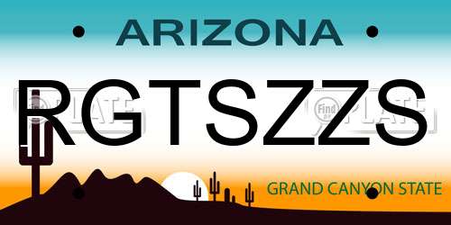 RGTSZZS Arizona License Plate