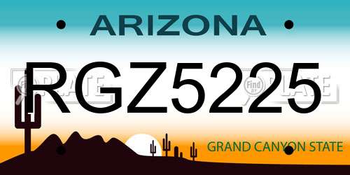 RGZ5225 Arizona License Plate