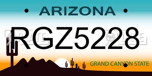 RGZ5228 Arizona License Plate