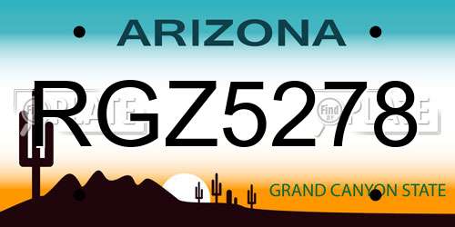 RGZ5278 Arizona License Plate