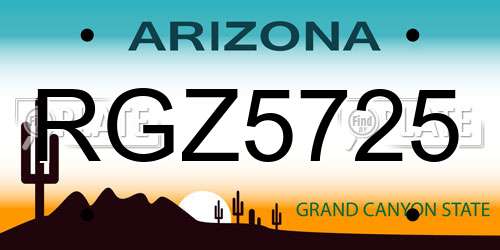 RGZ5725 Arizona License Plate