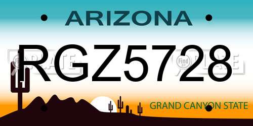 RGZ5728 Arizona License Plate