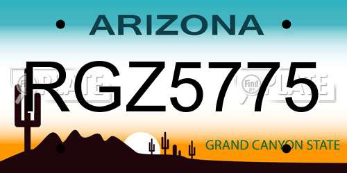 RGZ5775 Arizona License Plate