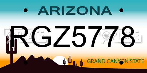 RGZ5778 Arizona License Plate