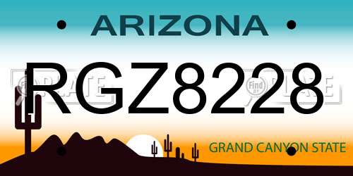 RGZ8228 Arizona License Plate