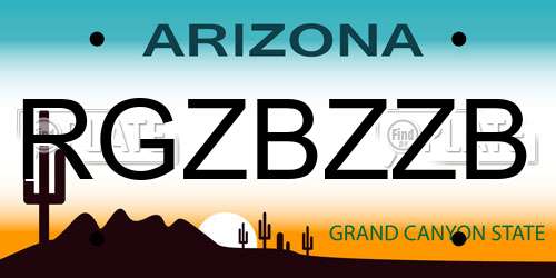 RGZBZZB Arizona License Plate