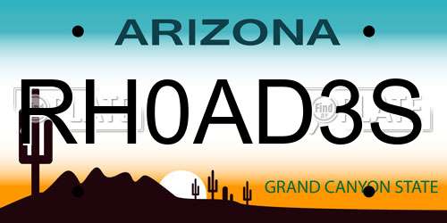 RH0AD3S Arizona License Plate