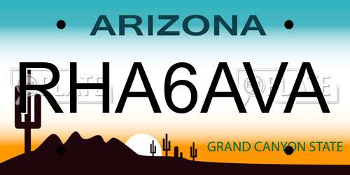 RHA6AVA Arizona License Plate