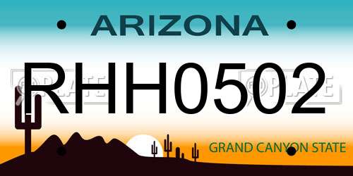 RHH0502 Arizona License Plate