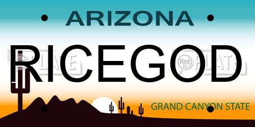 RICEGOD Arizona License Plate