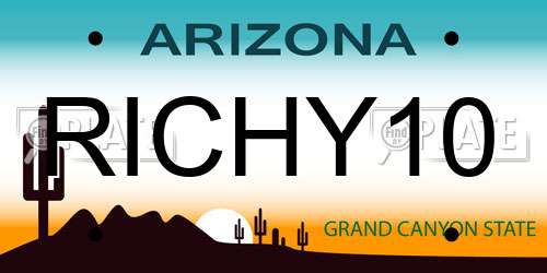 RICHY10 Arizona License Plate