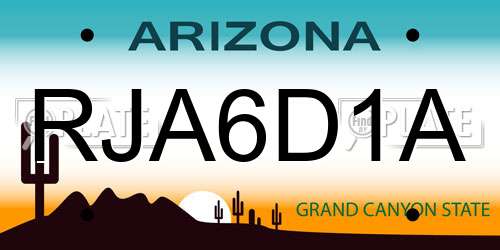 RJA6D1A Arizona License Plate