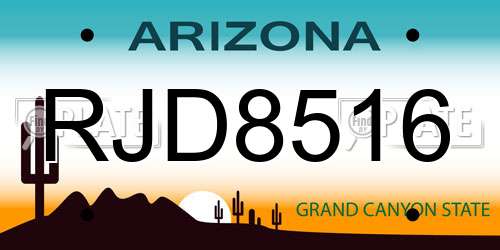 RJD8516 Arizona License Plate