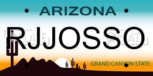 RJJOSSO Arizona License Plate