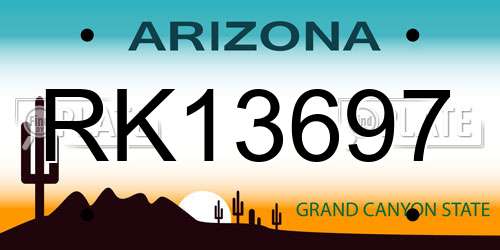 RK13697 Arizona License Plate