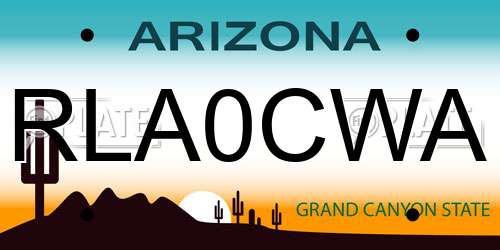 RLA0CWA Arizona License Plate