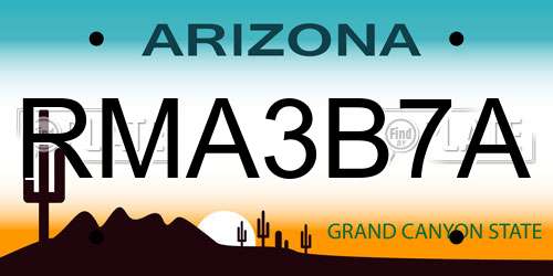 RMA3B7A Arizona License Plate