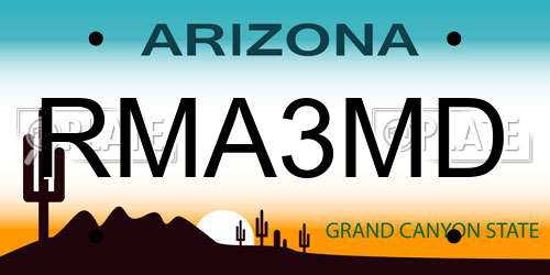 RMA3MD Arizona License Plate
