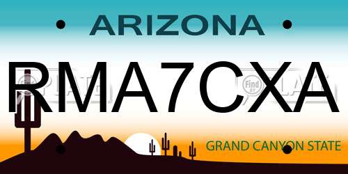 RMA7CXA Arizona License Plate